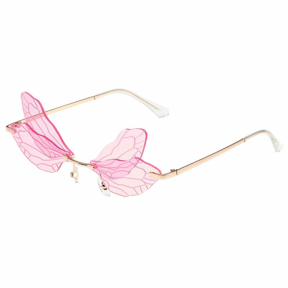6918 Sunglasses with Dragonfly Wing Butterfly Irregular Glasses Girls Rose